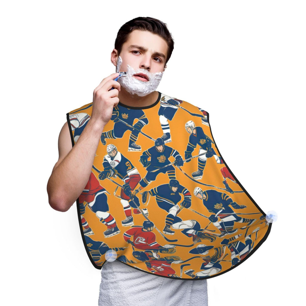 YQxwJL Hockey Print Beard Bib Shaving Apron, Beard Hair Trimming Cape Gift For Dad
