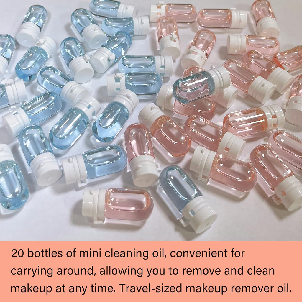 SSCDFDC Cleansing Oil Mini Travel-Friendly, Natural Makeup Remover Portable 20pcs Gentle Moisturizing Cleansing Oil for All Skin Types, Travel with (Camellia)