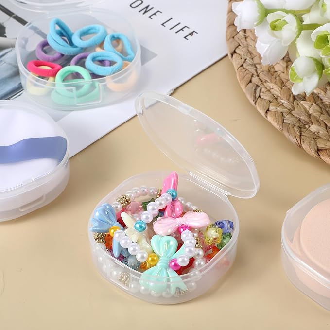 Yuomeaz 4 Pcs Cotton Round Holder, Square Powderpuff Cases Travel Cotton Round Conrainer Portable Cottons Rounds Dispenser for Women Girls Remover Cottons Ball Powderpuff Container Box