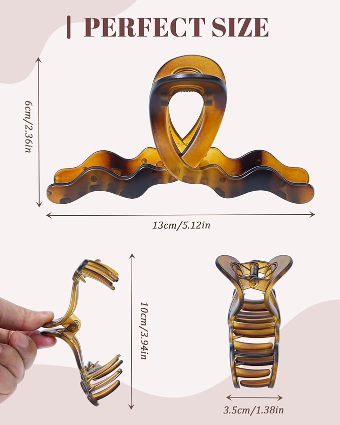 HOKEMP 4 Pack Large Claw Clips for Women Thick hair - 5.12 Inch Hair Claw Clips Non-slip Hair Clips with 360° U-Shaped Spring Strong Hold Hair Clips for Long Curly Hair (Color 2)