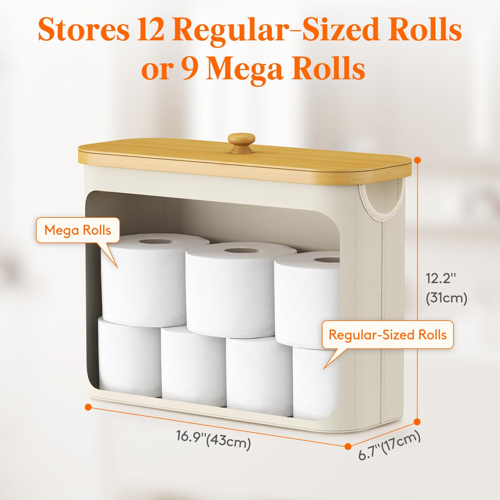 Lifewit Toilet Paper Storage Holder, Large Stand Basket, 23L, White