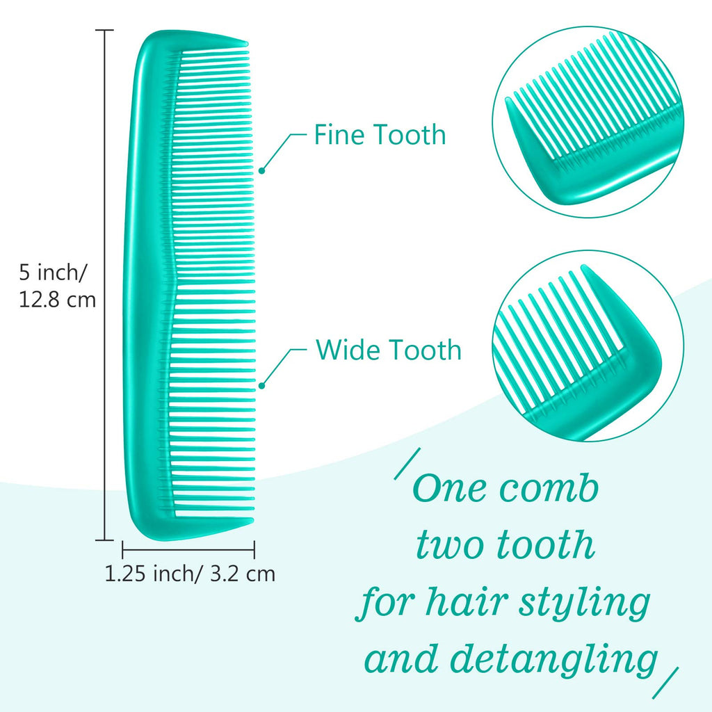 Leinuosen 12 Pieces Pocket Hair Combs, Fine Tooth Combs, Cyan-blue