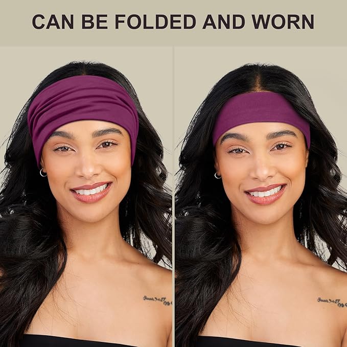 DiyJibb Headbands for Women, 7PCS Wide Cloth Hair Bands for Workout, Yoga, Skincare & Daily Wear, Soft & Stretchy