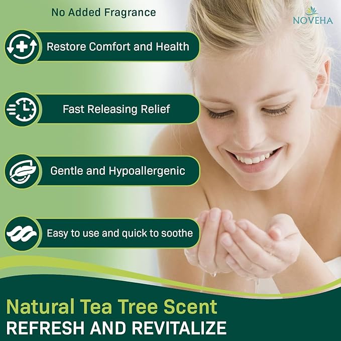 NOVEHA Extra Strength Tea Tree Eyelid & Face Foaming Cleanser – Daily Cleansing Foam with Tea Tree Oil, Coconut Oil, Vitamin E & Pro-Vitamin B5 – For Eyelids, Lashes & Face – 3.38 fl oz (3 Pack)