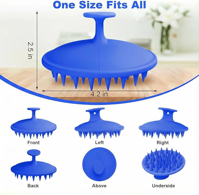 Meartchy Silicone Scalp Massager Shampoo Brush, Scalp Brush for Hair Growth & Dandruff Removal, Hair Scrubber Scalp Stimulator Exfoliator Brush with Soft Bristles for Wet Dry Scalp Care (Ocean Blue)