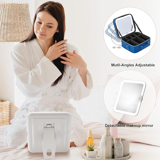 Mocado Travel Makeup Bag with Mirror Makeup Case with 10x Magnifying Mirror