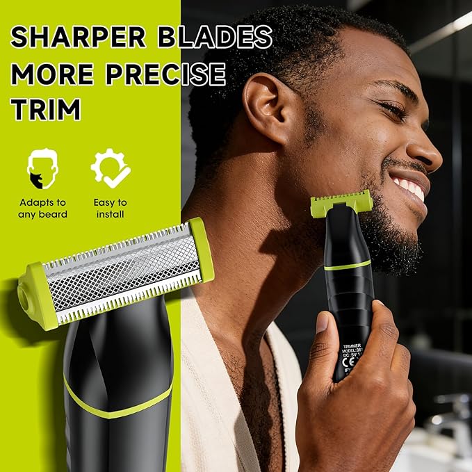 Lanumi 2 in 1 Men's Grooming Kit, Cordless Rechargeable Beard Trimmer, IPX7 Waterproof Electric Razor for Nose Ear Body Hair Trimmer