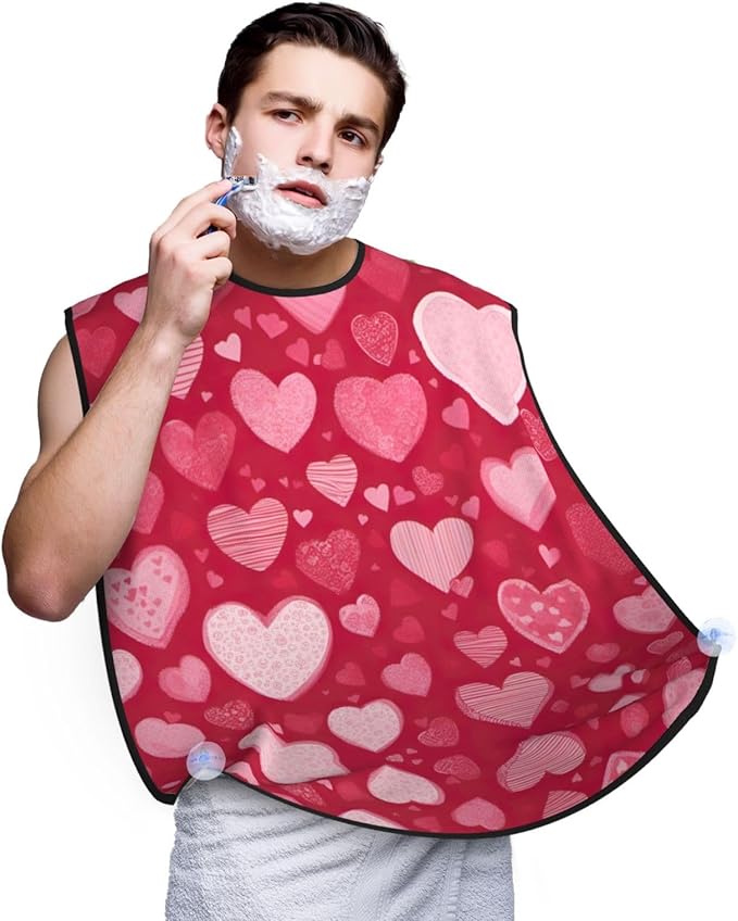 NOUZU Valentine Day Print Beard Bib Apron For Men, Beard Hair Catcher For Men Shaving Trimming,Beard Cape Cloth