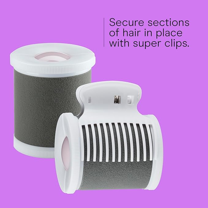 Conair Hot Rollers for Long, Medium & Short Hair, 8 Ceramic Flocked 2-Inch Heated Hair Rollers with Clips, Hot Curlers for Women, Volume & Curls, Amazon Exclusive, Lilac