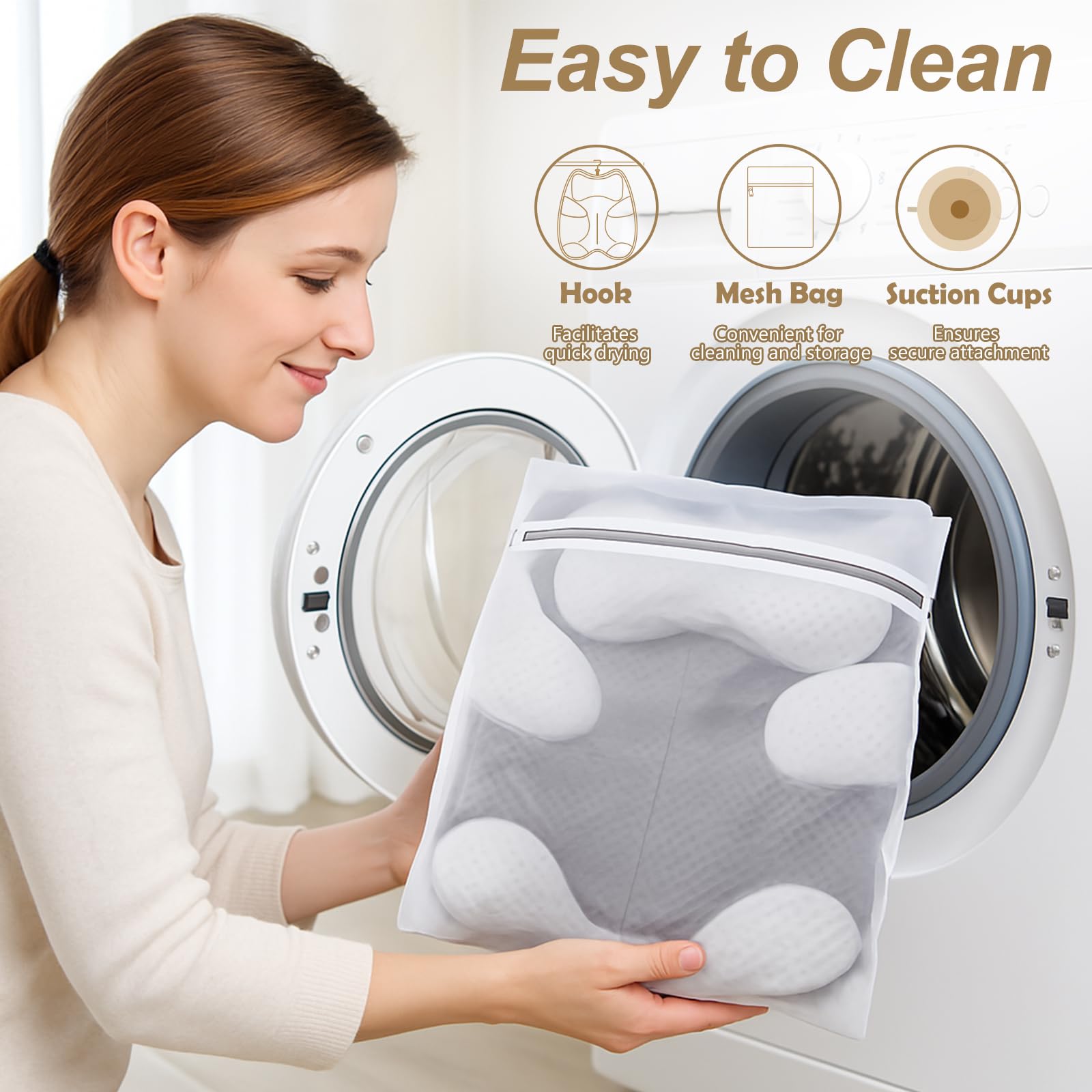 ZYIDBNG Bath Pillow for Tub Ergonomic Bear Shape Design Bath Pillow for Head and Neck Support SPA Gift Bathtub Pillow 4D Air-Mesh with 8 Suction Cups Washable Gray