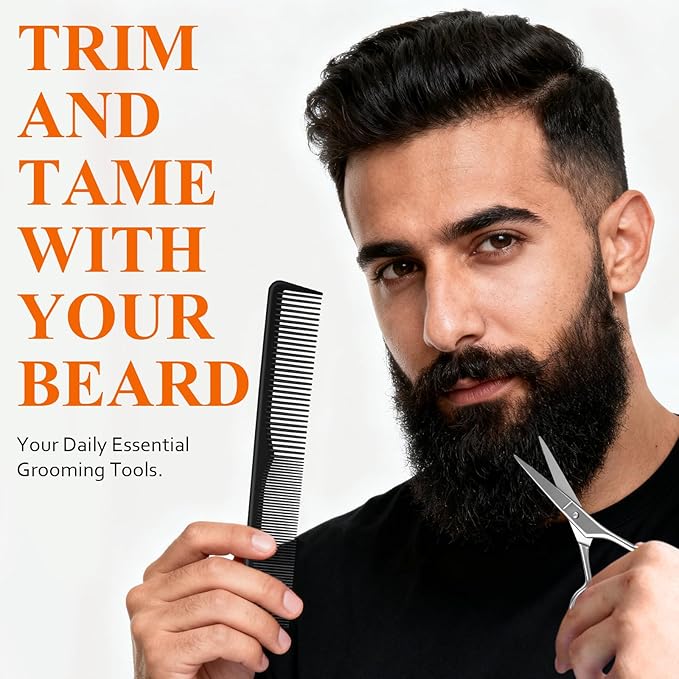 DUAIU Beard Grooming Kit for Men Care, Beard Oil & Beard Balm, Boar Bristles Brush, Multi-Comb and Scissors for Beard and Moustache Trimming and Styling - Great for Dad/Husband/Boyfriend Use