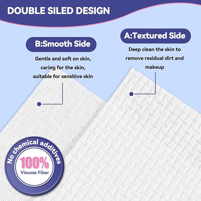 Large Disposable Face Towels 200 Count, 10"×12" Ultra Thick Premium Biodegradable Facial Towels, Makeup Remover Dry Wipes, Soft Face Towelettes for Sensitive Skin, Skincare and Women Cleaning