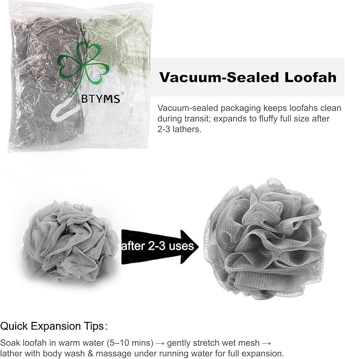 8Pcs Small Loofah Travel Size Bath Sponge 35g/pc Shower Puff Mesh Pouf Exfoliating Bath Scrunchies - White