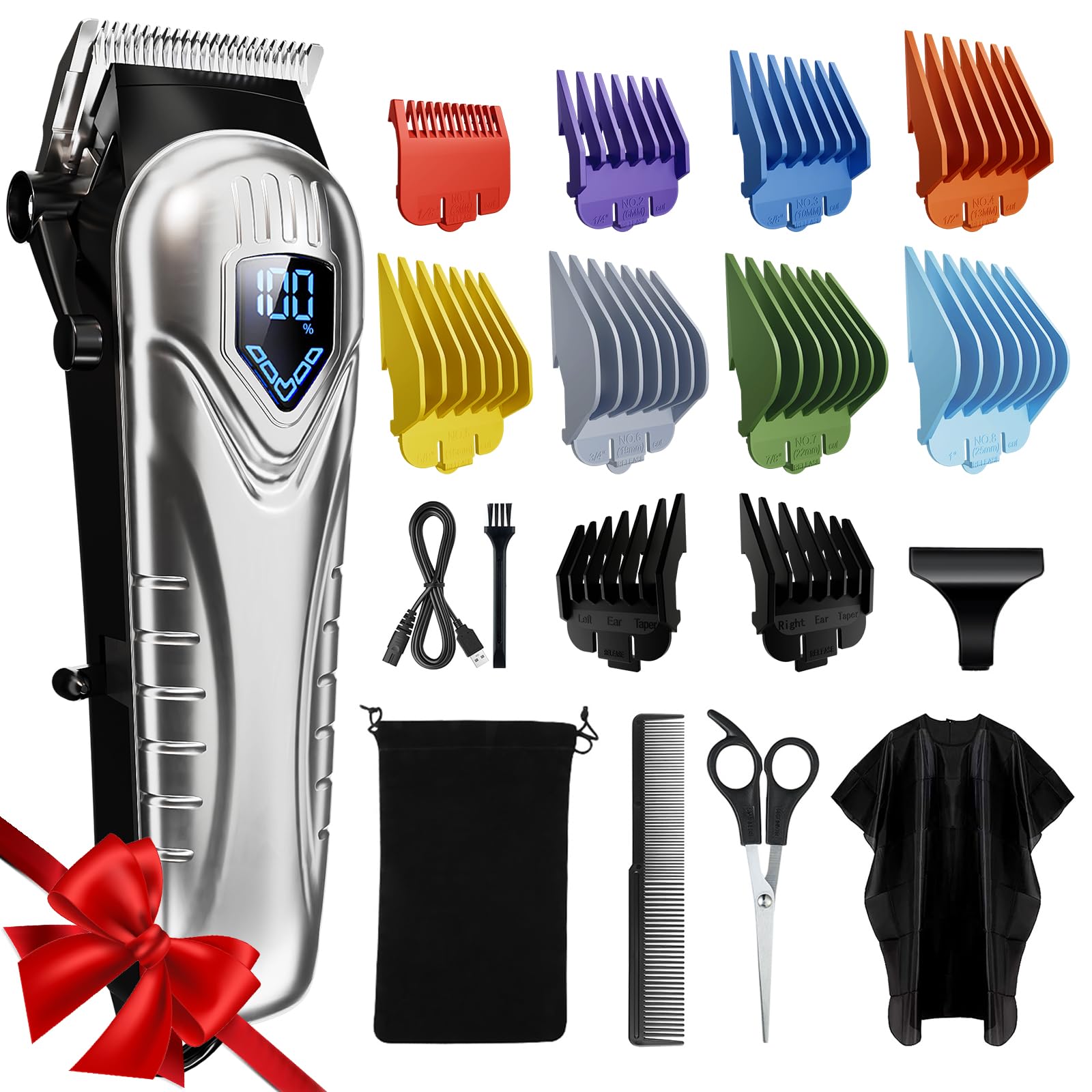 Chicclly Low Noise Hair Clippers for Men & Women with 10 Color Guide Combs