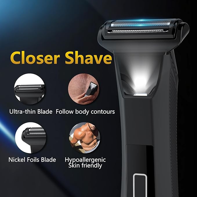 Bomic Manscape Men Body Trimmer IPX7 Waterproof Ball Pubic Hair Groomer