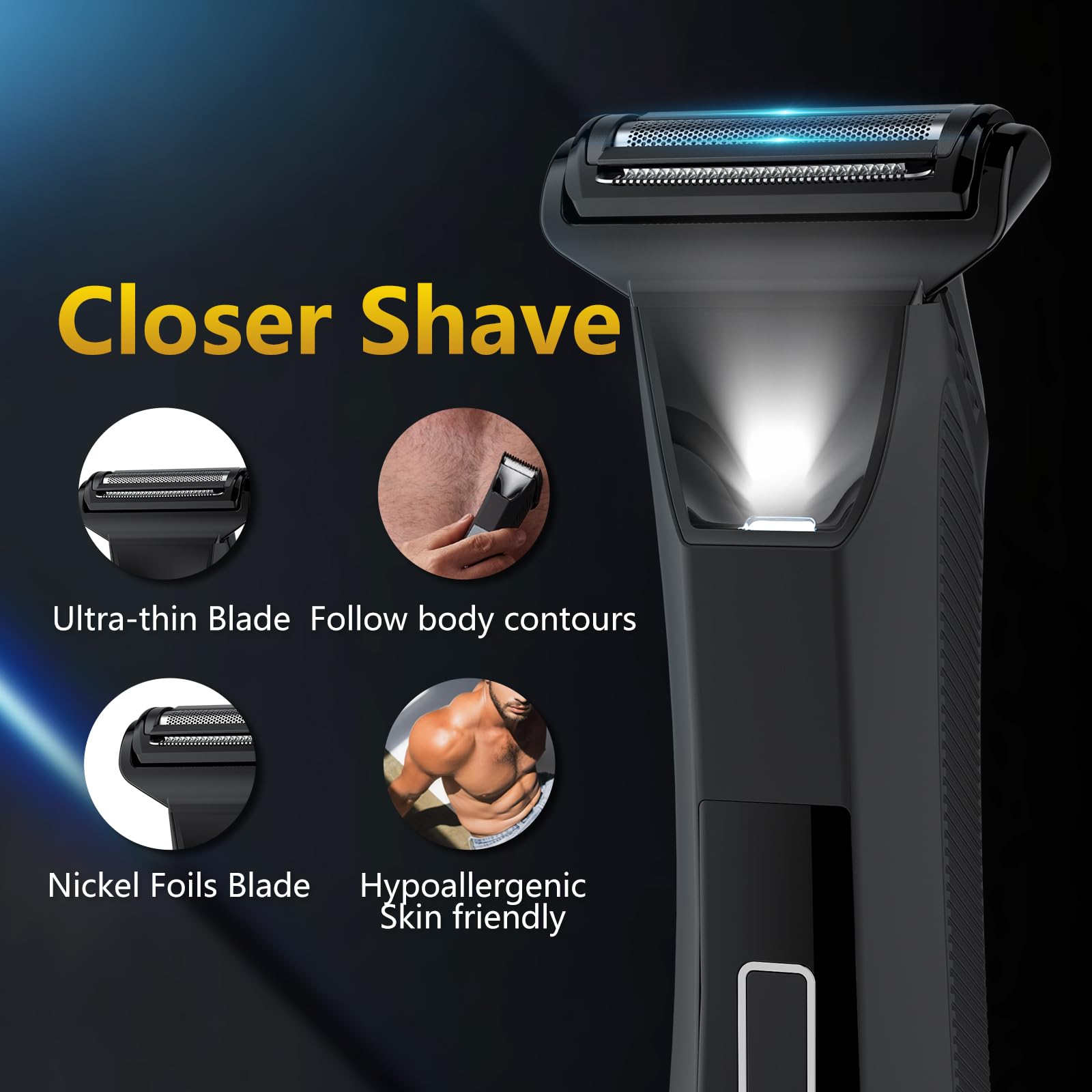 Manscaper Men's 2-in-1 Body Trimmer, Ball Shaver IPX7 Waterproof