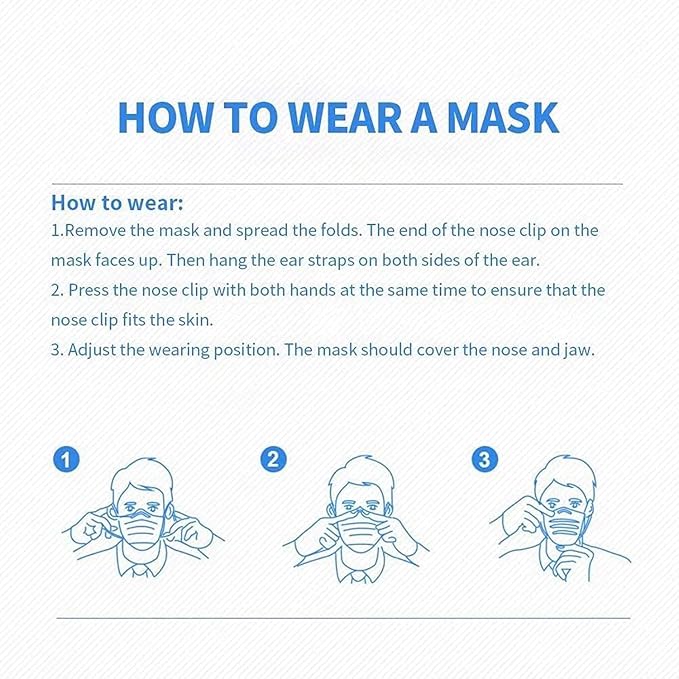SDIW 100Pcs Black Disposable Face Mask, 3 Ply Black Face Masks with Soft Elastic Ear loops