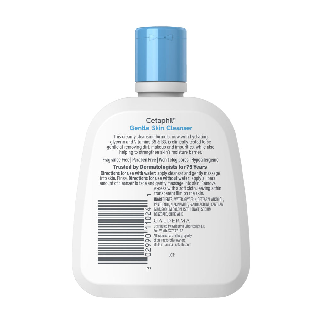 Cetaphil Face Wash, Hydrating Gentle Skin Cleanser for Dry to Normal Sensitive Skin, 4 oz 3 Pack, Fragrance Free, Soap Free and Non-Foaming