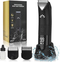 Qreeyx Manscape Trimmer for Men - Electric Body Hair Trimmer with Light, IPX7 Waterproof Electric Razor for Balls/Pubic/Groin/Legs/Chest Hair Removal, Lightweight with LED Display, Gifts for Him Dad