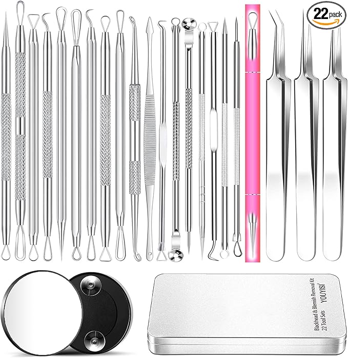 Pimple Popper Tool, Blackhead Remover Acne and Zit Comedone Extractor Kit