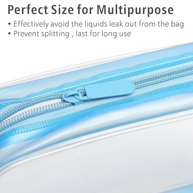 PACKISM TSA Approved Toiletry Bag - Clear Makeup Bag, Black Blue White
