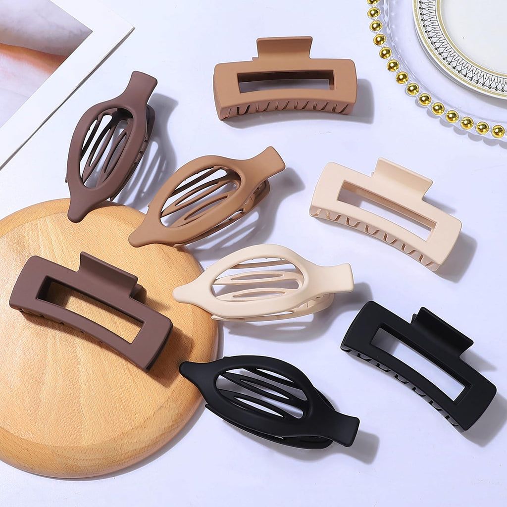 CHANDAT Hair Clips for Women, Flat Hair Clips, 8 pcs, 2style - Brown
