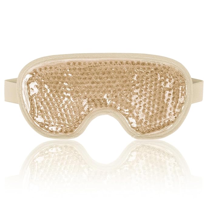 NEWGO Cooling Eye Mask for Puffy Eyes, Cold Eye Mask Eye Ice Pack for After Eyes Surgery, Tension Stress Relief, Itchy Eyes, Headaches, Dark Circles - Champane
