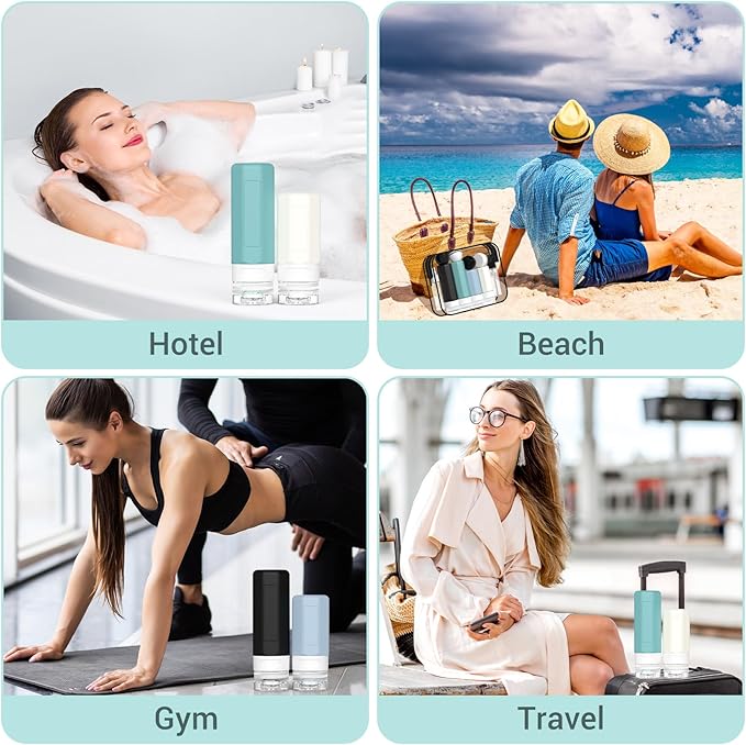 Ruinovate 17 Pack Travel Bottles - TSA Approved Travel Size Toiletries, Leak Proof Containers for Toiletries, Silicone Squeezable Container for Shampoo, Body Wash, Lotion & Conditioner - Blue