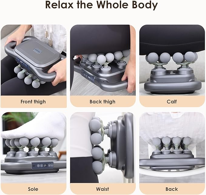 GAXEZO 16 Head Massage Gun Set, Deep Tissue Percussion Massager, Electric Massage Tools with 9 Styles & Levels, Dark Grey