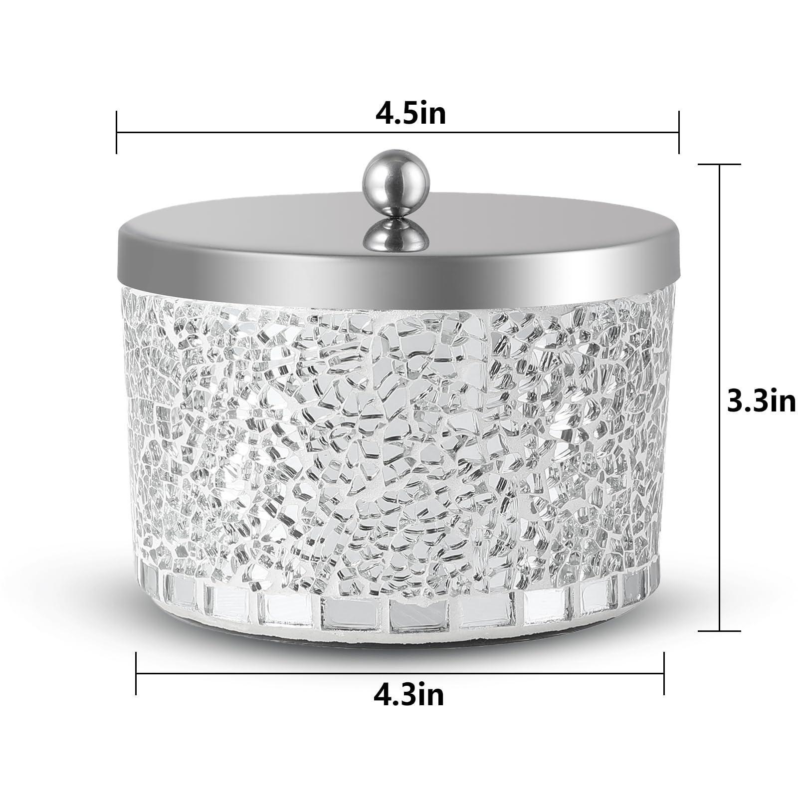 Joitsvia Qtip Holder with Lid, Cotton Swab Holder, Bathroom Container, Cosmetics Makeup Accessories Storage for Makeup Sponge Bath Salts Storage Christmas Birthday, Silver