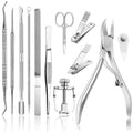 JTIEO Toenail Clippers 12-Piece Nail Treatment Foot Tool, Ingrown Toenail Removal Correction Clippers, Surgery Grade Nail File Lifter, Professional Pedicure Tool.