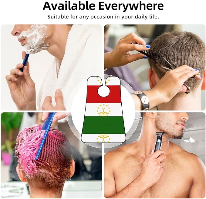 NOUZU Flag Of Tajikistan Print Beard Bib Apron For Men, Beard Hair Catcher For Men Shaving Trimming,Beard Cape Cloth