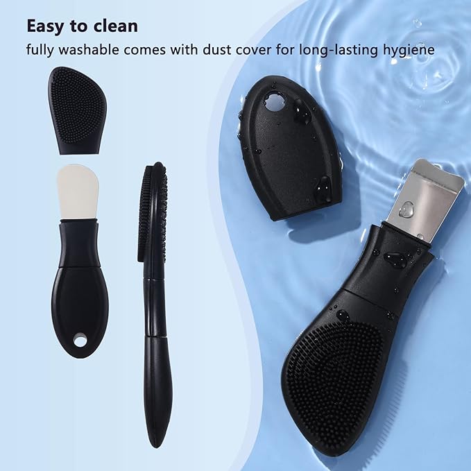 PeaKalo Silicone Face Scrubber Black Head Remover for Face- Appliances for Removing Make-up for Deep Cleansing Blackhead Remover Tools Face Spatula Makeup Removal Washing Brushes Pore Cleaner (Black)