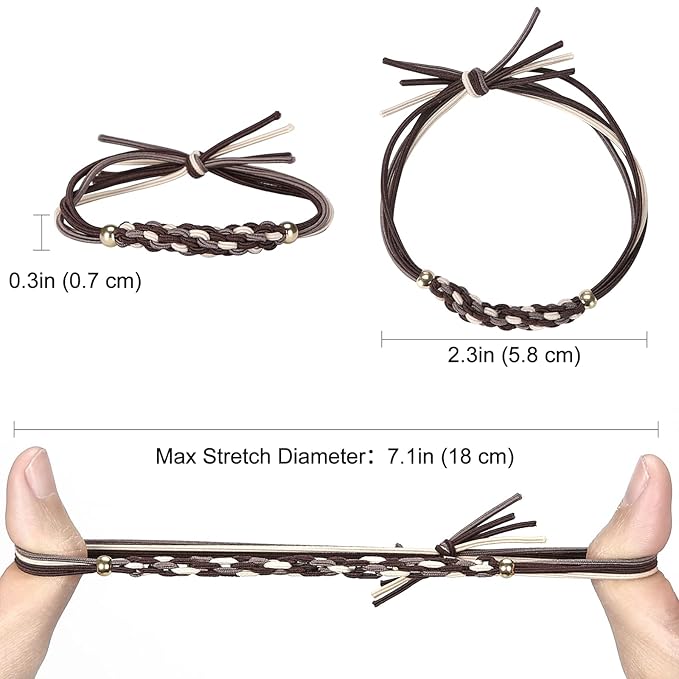 Hair Ties Bracelet Boho Hair Tie for Women Thick Hair, Lolalet Super Cute Soft Braided Hair Elastics Bands, Strong No Pull Nylon Hair Ponytail Holder for Thin Long Curly Hair -24 Pcs, Style B