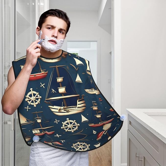 Ocean Fishes Print Beard Bib Shaving Apron, Beard Hair Trimming Cape Gift For Dad