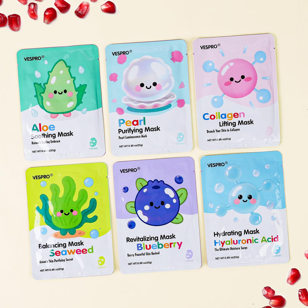 60 Pack Bulk Collagen Facial Masks, Moisturizing Face Masks for Women