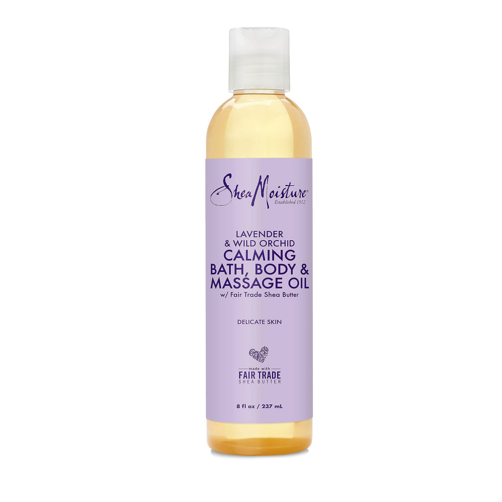 SheaMoisture Bath, Body and Massage Oil Lavender Wild Orchid Calming Moisturizer for Sensitive Skin 8 oz