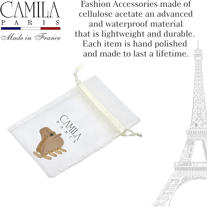 Camila Paris CP3734 French Hair Clip for Women, Small 2 inches Girls Hair Claw Clips Jaw Fashion Durable and Styling Hair Accessories for Women, Strong Hold No Slip Grip, Made in France