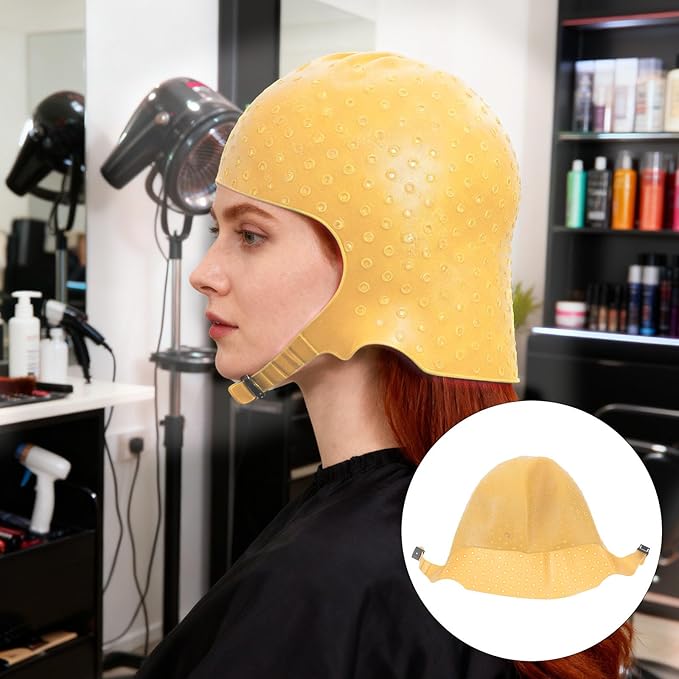 Silicone Highlighting Dyeing Cap - Hair Coloring Frosting Cap With Hooks for Salon Diy Hairdressing - Reusable Hair Dye Tools