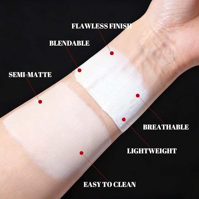 Guxelle White Liquid Foundation, Waterproof Full Coverage Foundation Mixer, White Base with Makeup Mixing Palette for Goths SFX & Daily Makeup.