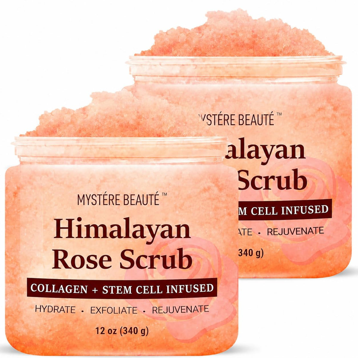 Himalayan Salt Body Scrub with Collagen & Rose Oil - Twin Pack (12 oz x 2)