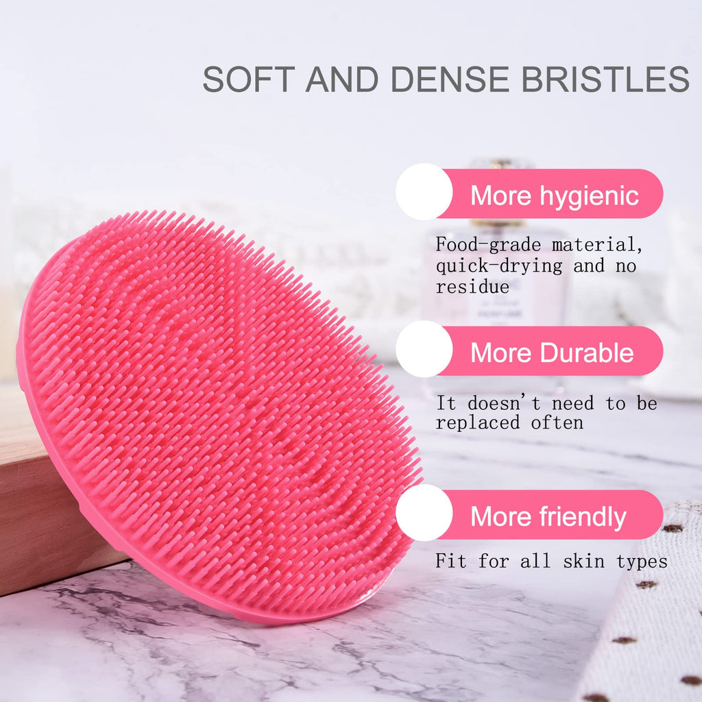 INNERNEED Food-Grade Soft Silicone Body Scrubber Shower Brush, Pink