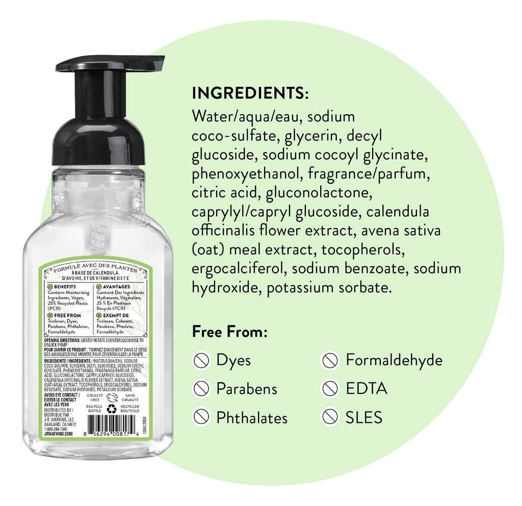 J.R. Watkins Foam Hand Soap Dispenser 3 Pack, Aloe & Green Tea, 9 fl oz