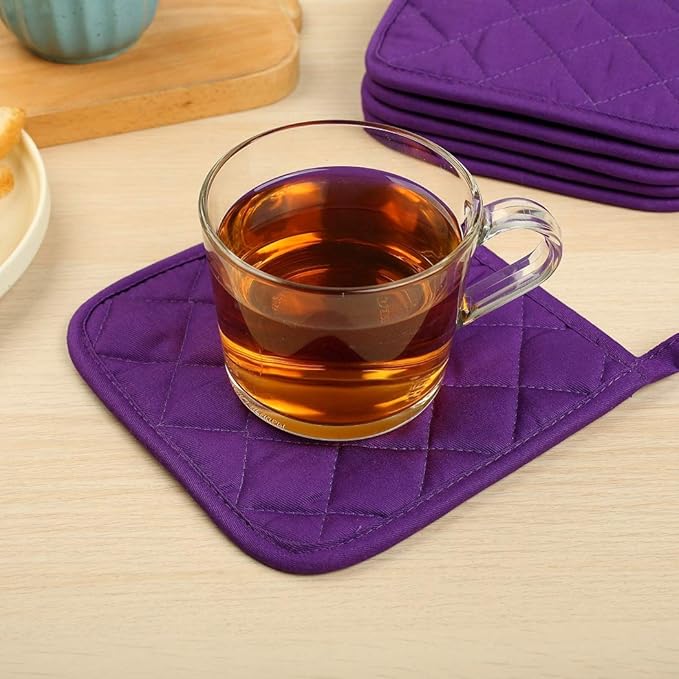Lifaith 6 Pack Potholders Kitchen Pot Holders Set,Cotton Pot Holders for Kitchen 7 inch hot Pads,Heat Resistant Hot Pads for Cooking and Baking Grape
