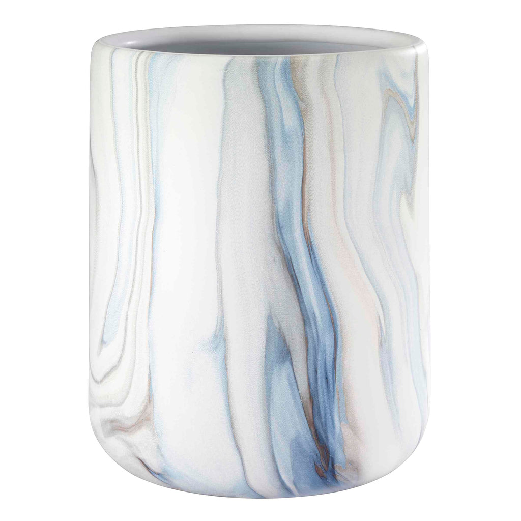 Avanti Linens - Wastebasket, Resin Accessories, Guest Bathroom Essentials (Waves Collection, Blue)