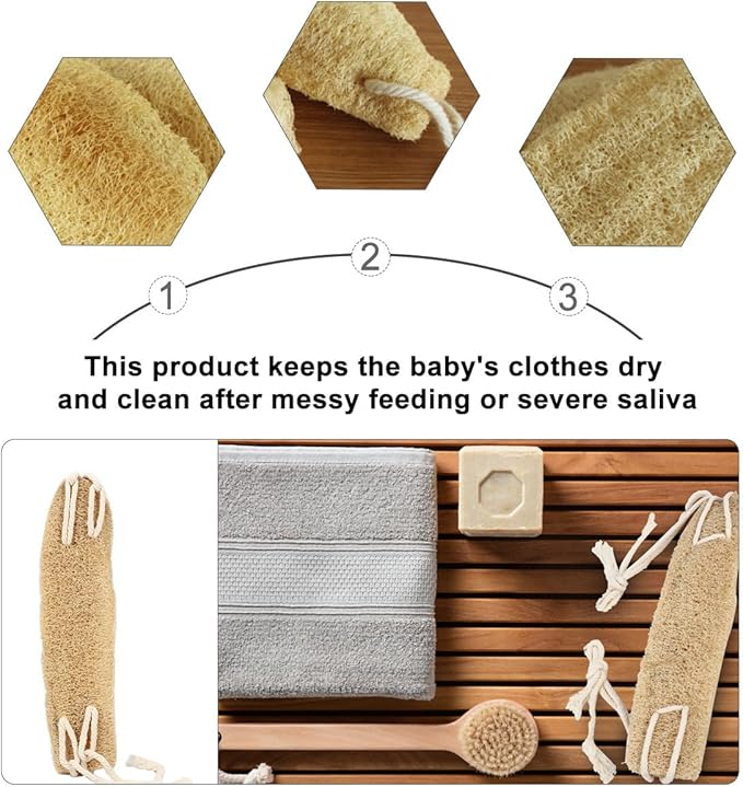 DRESSOOS Natural Loofah Back Scrubber Strap for Shower Bath, Beige Exfoliating Wash Strap with Long Band, Deep Cleaning Back Washer for Men and Women Bath Accessories