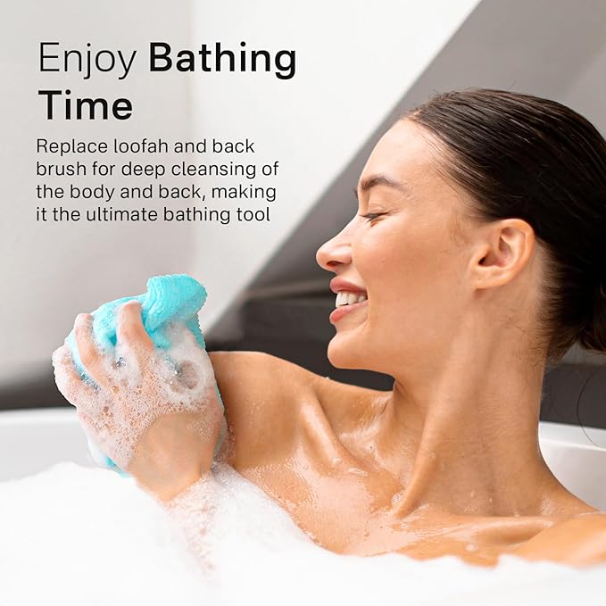 Yiclick Exfoliating Washcloth Towel- Exfoliating Body Scrubber Exfoliator, Back Scrubber for Shower Bath, Exfoliate Rags Wash Cloths, Loofah Lufa Sponge, Body Scrub & Exfoliation Women Men
