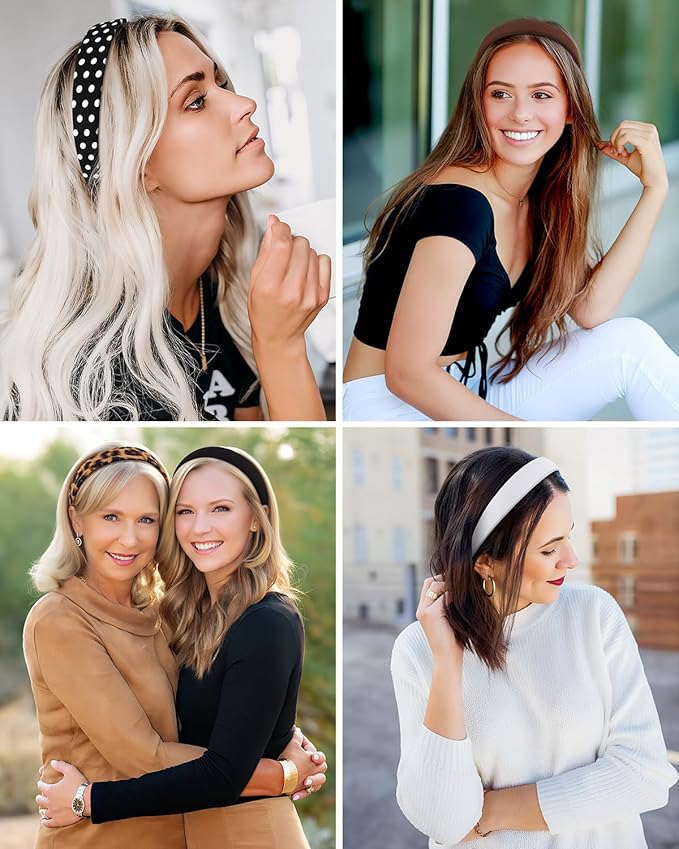 Headbands for Women - 1 Inches Wide Headbands - Solid Color Headband Fashion Hair Accessories- Trendy Women Girls Non Slip Fashion Hair Bands- Thick Elastic Hair Bands for Women's Hair 6PCS