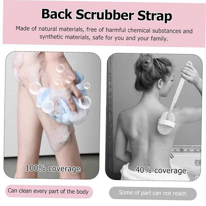 AUTSUPPL Portable Back Bath Towel Double-Sided Exfoliating Shower Scrubber Straps for for Deep Cleaning Back Neck and Shoulders