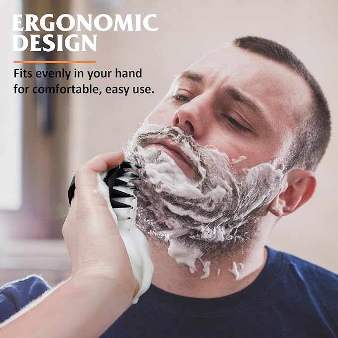 Silicone Beard Scrubber w/ Hook, Cleansing & Exfoliating Beard Care Brush